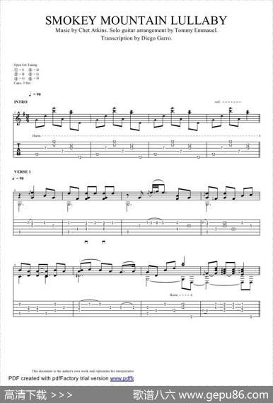 tommyemmanuel：smokeymountainlullaby（指弹吉它）