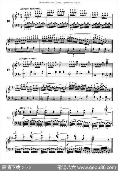 160Eight-MeasureExercises.Op.821（车尔尼160首钢琴八小节练习曲（1——18））|车尔尼