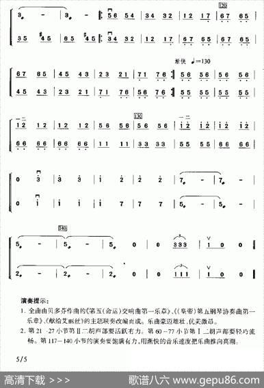 乐圣素描（二重奏）|张飞龙张建国改编