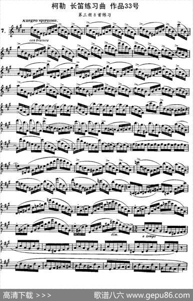 柯勒长笛练习曲作品33号（第三册）（7）|埃内斯托·柯勒（ERNESTOKOEHLER）