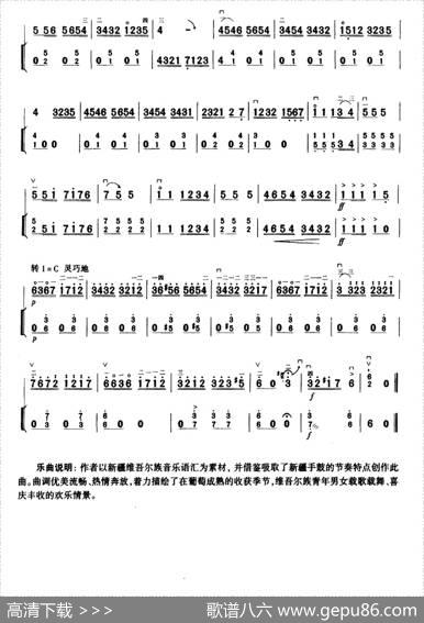 葡萄熟了（扬琴伴奏谱）|周维