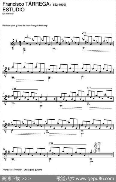 ESTUDIO(Enmiminor)（古典吉他）|弗朗西斯科·泰雷加FranciscoTarrega(1852-1909)