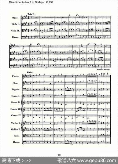 DivertimentoNo.2inDMajor,K.131（D大调第二嬉游曲,K.13）