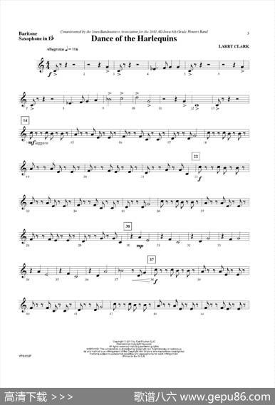 DanceofHarlequins（低音萨克斯分谱）