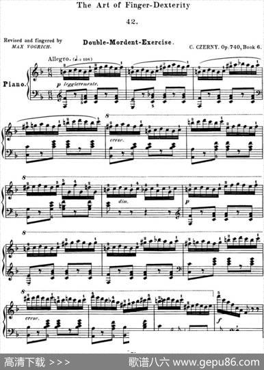 50首车尔尼Op.740钢琴手指灵巧技术练习曲（NO.42）|车尔尼