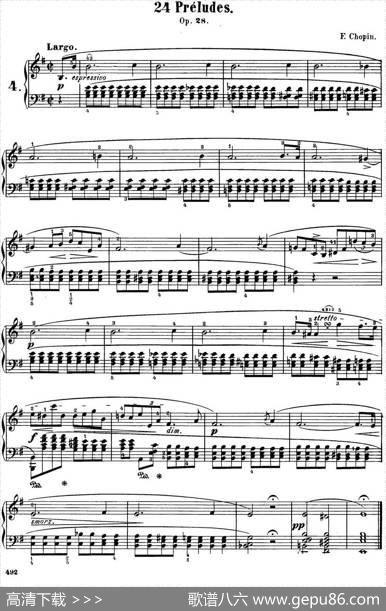 肖邦24首钢琴前奏曲Op.28No.4E小调|肖邦