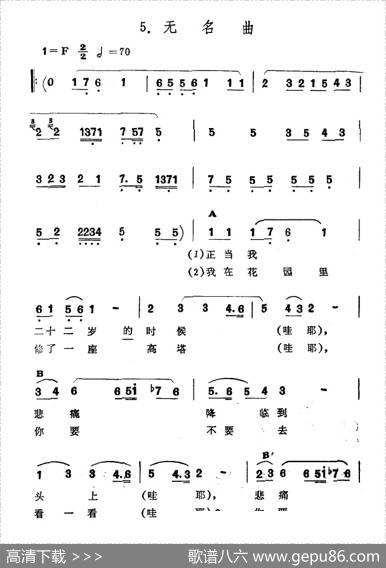 无名曲（新疆伊犁维吾尔民歌第九套《我那戴花的情人》）