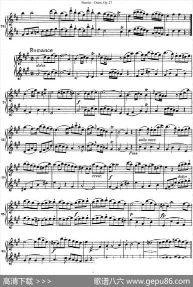 斯塔米茨二重奏长笛练习曲Op.27（No.4）|Stamitz(斯塔米茨)