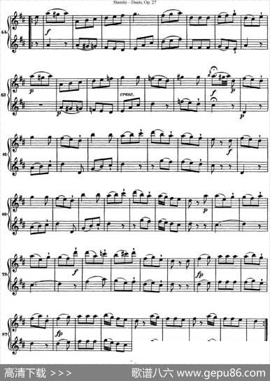 斯塔米茨二重奏长笛练习曲Op.27（No.4）|Stamitz(斯塔米茨)