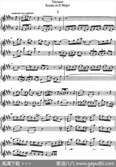 台莱曼E大调双长笛奏鸣曲（No.1）|Telemann（台莱曼）