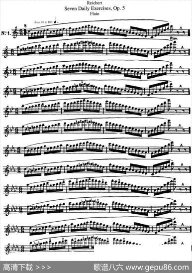 瑞澈特七首每日长笛练习曲Op.5（NO.1）|Reichert（瑞澈特）