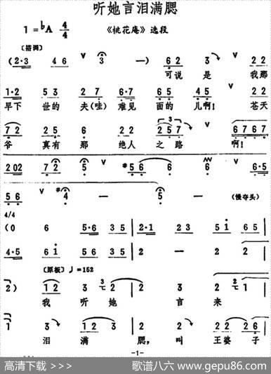 听她言泪满腮（《桃花庵》选段）