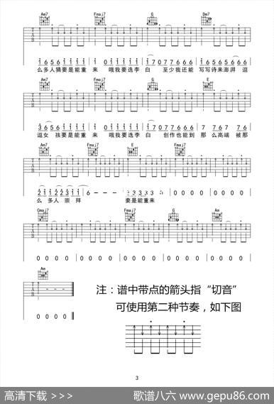李白（吉他六线谱）