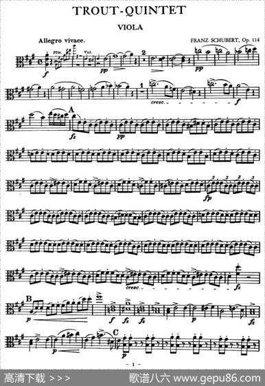 TROUT-QUARTET（中提琴谱）