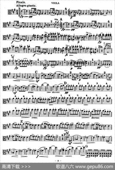 TROUT-QUARTET（中提琴谱）