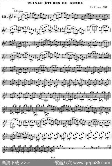 H·Klose练习曲（Quinzeetudesdegenre—13）|H·Klose