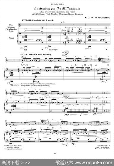 LustrationforTheMillennium（双簧管独奏+钢琴伴奏）