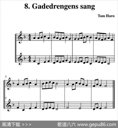 Gadedrengenssang（简易二重奏）|TomHorn（霍恩·汤姆）