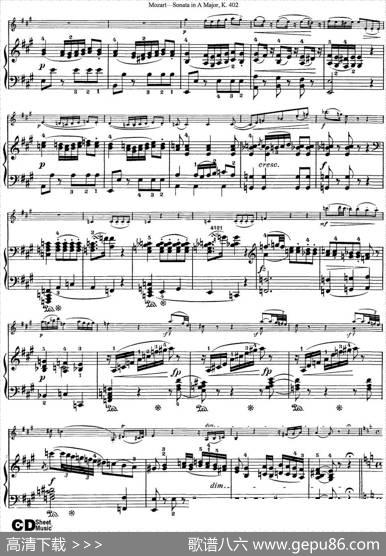 ViolinSonatainAMajorK.402（小提琴+钢琴伴奏）