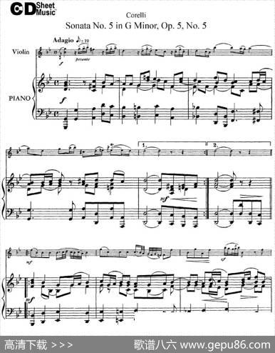 SonataNo.5inGMinorOp.5No.5（小提琴+钢琴伴奏）