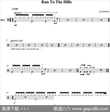 爵士鼓谱：IronMaiden-Runtothehills