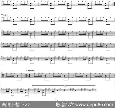 爵士鼓谱：BobMarley-Ishotthesheriff