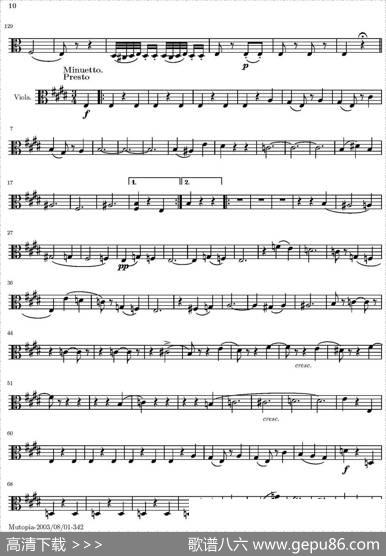 StringQuartetnr.18inEminor（E小调弦乐四重奏）（中提琴分谱）|托马西