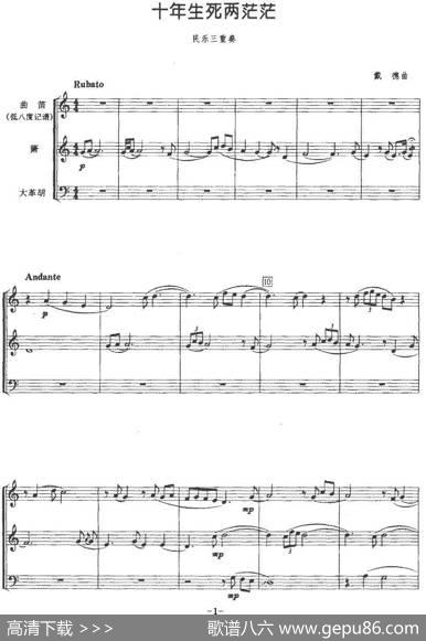 十年生死两茫茫（民乐三重奏、戴德作曲版）|戴德
