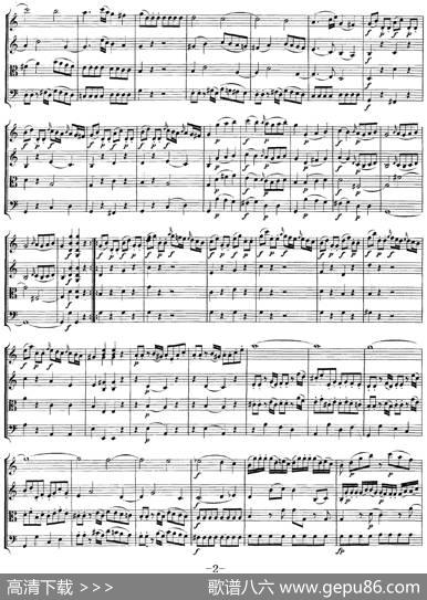 Mozart《QuartetNo.4inCMajor,K.157》（总谱）