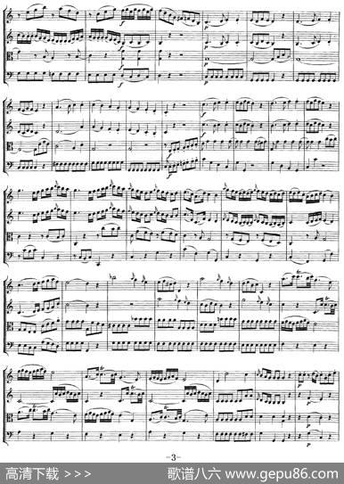 Mozart《QuartetNo.4inCMajor,K.157》（总谱）