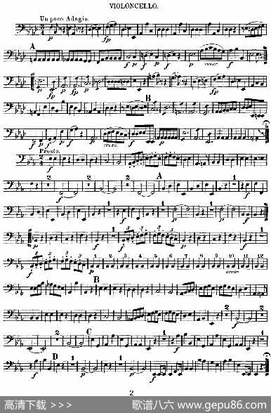 Mozart《QuartetNo.7inEbMajor,K.160》（Cello分谱）