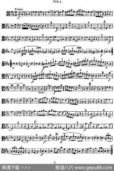 Mozart《QuartetNo.7inEbMajor,K.160》（Viola分谱）
