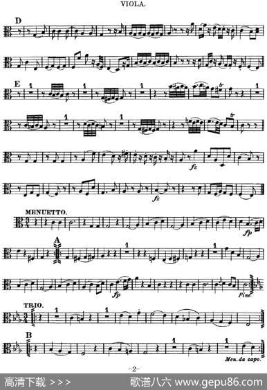 Mozart《QuartetNo.10inCMajor,K.170》（Viola分谱）