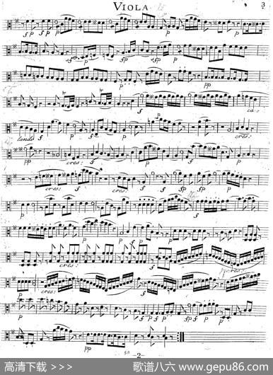 Mozart《QuartetNo.14inGMajor,K.387》（Viola分谱）