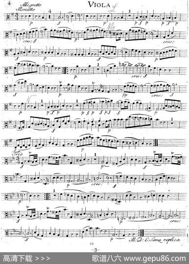 Mozart《QuartetNo.14inGMajor,K.387》（Viola分谱）