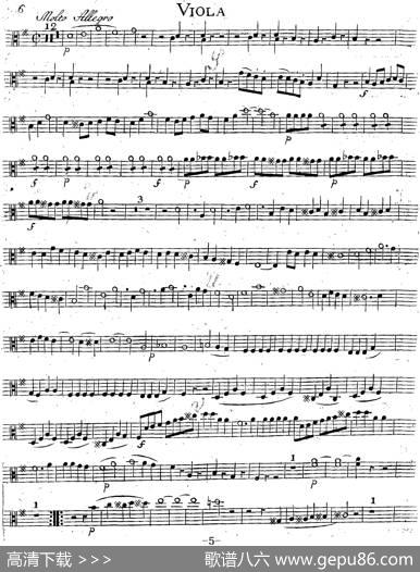 Mozart《QuartetNo.14inGMajor,K.387》（Viola分谱）