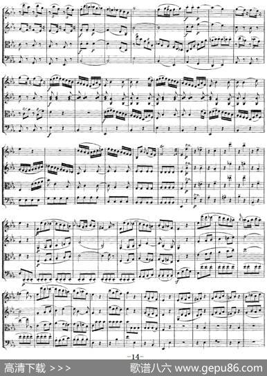 Mozart《QuartetNo.16inEbMajor,K.428》（总谱）