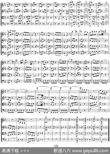 Mozart《QuartetNo.16inEbMajor,K.428》（总谱）