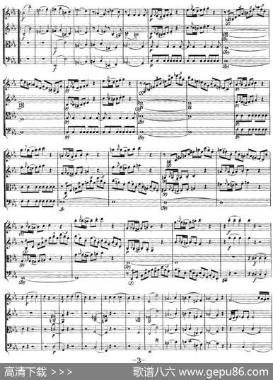 Mozart《QuartetNo.16inEbMajor,K.428》（总谱）