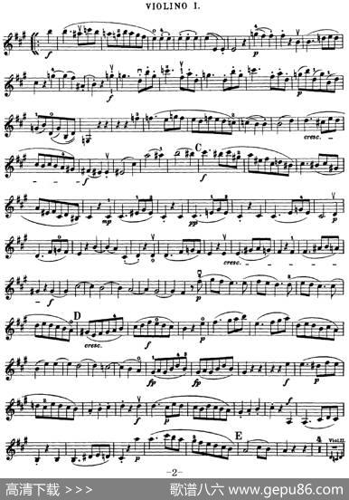 Mozart《QuartetNo.18inAMajor,K.464》（Violin1分谱）