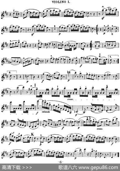 Mozart《QuartetNo.18inAMajor,K.464》（Violin1分谱）