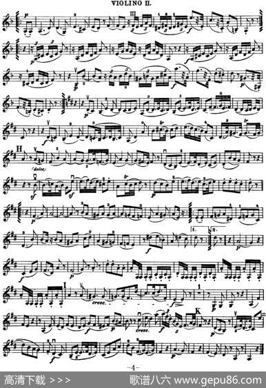 Mozart《QuartetNo.18inAMajor,K.464》（Violin2分谱）