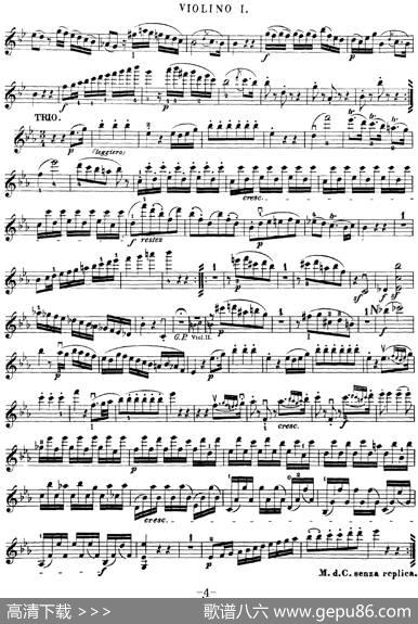 Mozart《QuartetNo.22inBbMajor，K.589》（Violin1分谱）