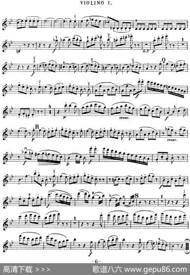 Mozart《QuartetNo.22inBbMajor，K.589》（Violin1分谱）