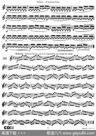Wohlfahrt《40ElementaryStudies，Op.54》（沃尔法特《40首小提琴练习曲》）