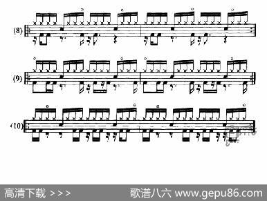 10条架子鼓手镲十六分音符双手敲击的开镲训练