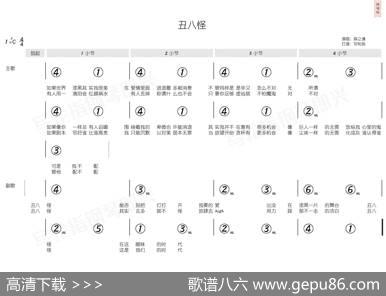 丑八怪（简和谱） - 甘世佳|李荣浩