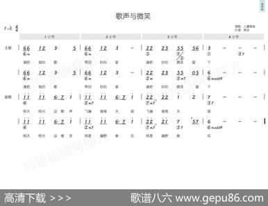 歌声与微笑（简和谱） - 王健|谷建芬