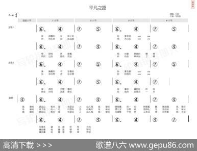 平凡之路（简和谱） - 韩寒|朴树