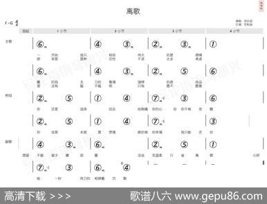 离歌（简和谱） - 姚若龙|金建模